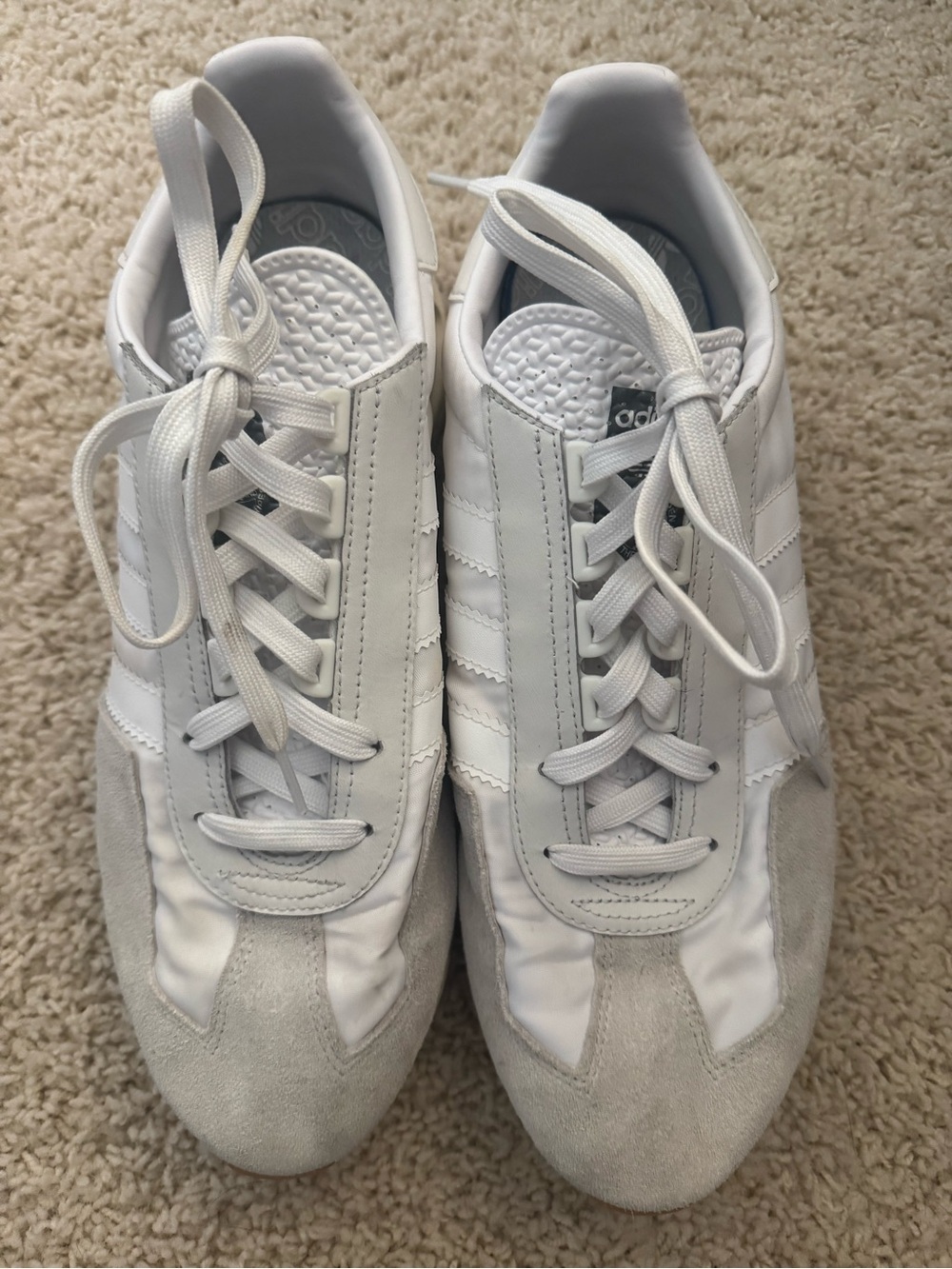 Adidas White Leather and Suede Low-Top Sneakers 11.5